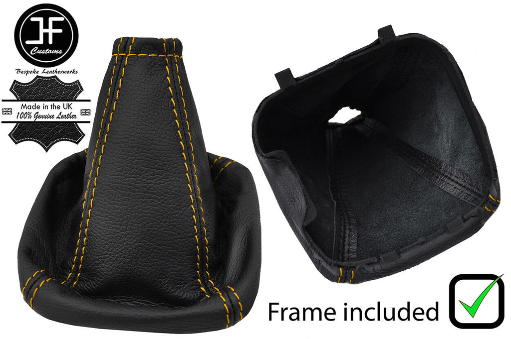 YELLOW STITCH REAL LEATHER GEAR GAITER+PLASTIC FRAME FITS FORD TRANSIT MK7 06-14