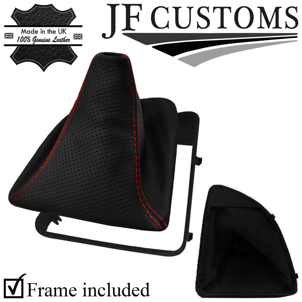 RED STITCH PERFORATED LEATHER MANUAL GEAR GAITER+FRAME FOR BMW E81 E82 E87 E88