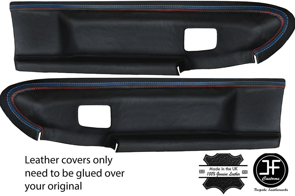 TRI STITCH 2X FRONT DOOR CARD LEATHER COVER FOR BMW E36 COUPE CONVERTIBLE STYLE2