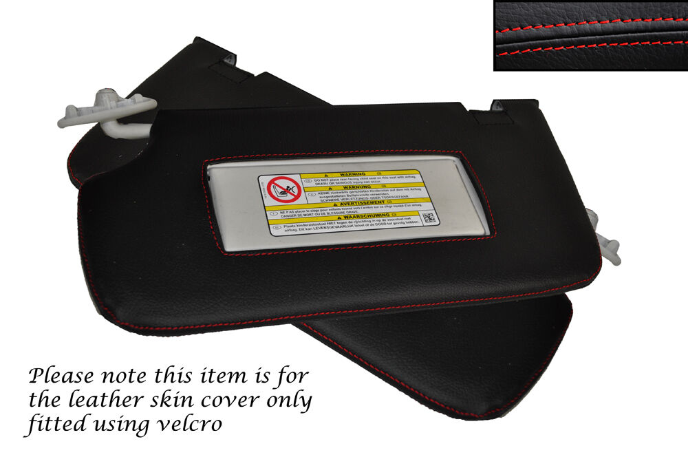 RED STITCH 2X SUN VISORS LEATHER SKIN COVERS FITS FORD FOCUS MK3 2011-2014