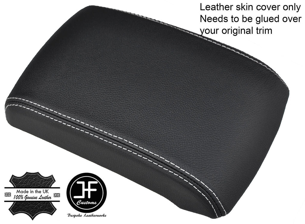 WHITE STITCHING ARMREST LID REAL LEATHER COVER FITS ISUZU D MAX D-MAX 2012-2017