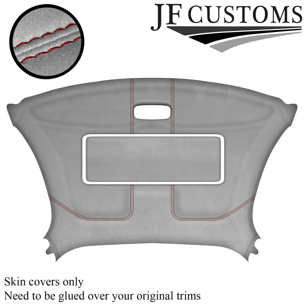 D RED STITCH L GREY SUEDE SUNROOF HEADLINER COVER FOR MAZDA RX7 FD3S 92-02