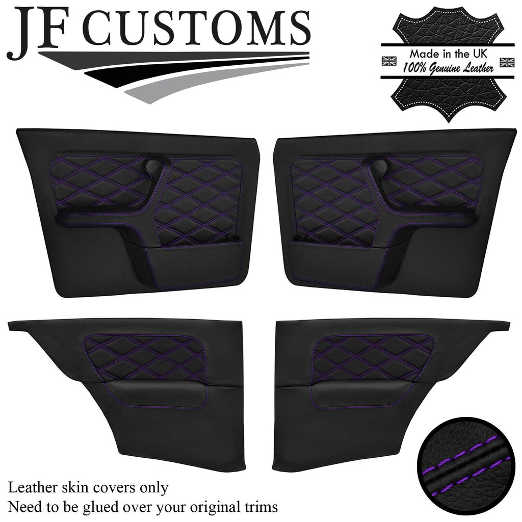 PURPLE DIAMOND STITCH LEATHER 4X DOOR CARD COVERS FITS BMW E30 COUPE STYLE 3