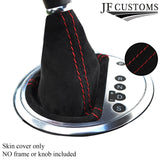 RED STITCHING REAL SUEDE AUTO AUTOMATIC GEAR GAITER FOR AUDI TT MK2 2006-2014