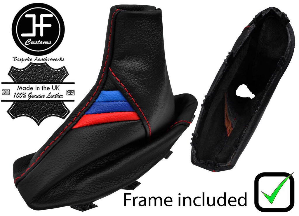 RED STITCH TRI STRIPE LEATHER HANDBRAKE+PLASTIC FRAME FOR BMW X3 E83 2003-2010