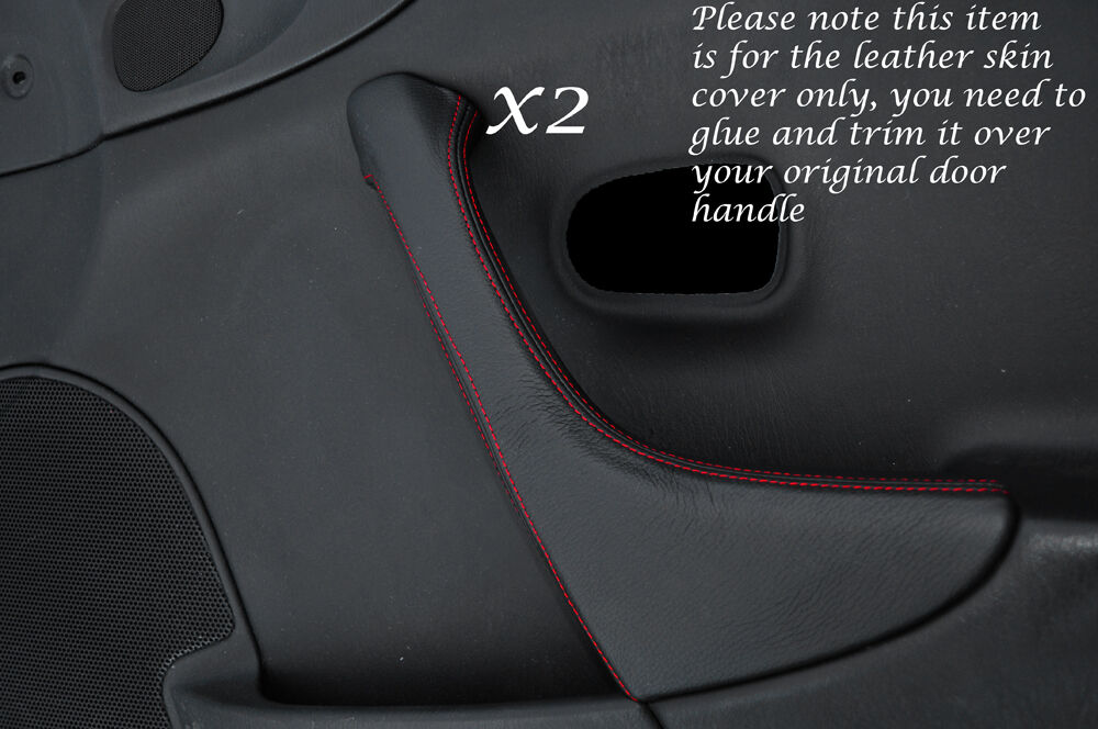 RED STITCH 2X DOOR HANDLE TRIM LEATHER COVER FITS MAZDA MX5 MK2 MIATA 98-00