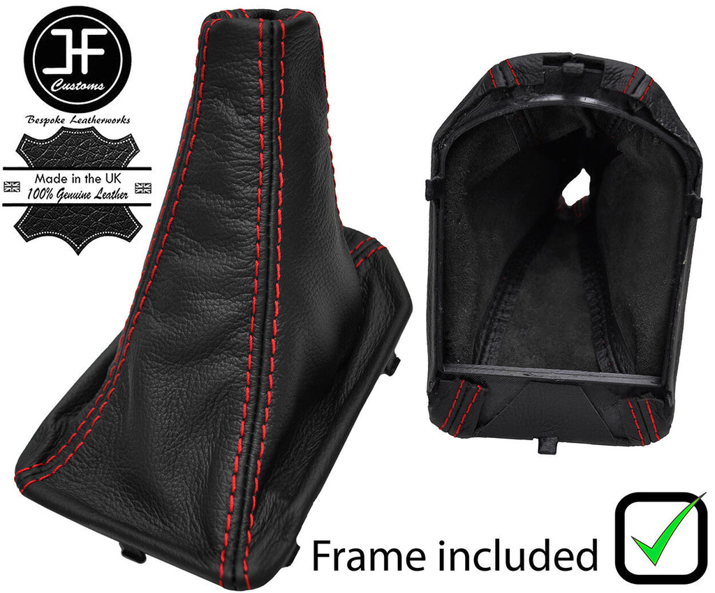 RED STITCH LEATHER MANUAL GEAR GAITER+FRAME FOR LAND ROVER DISCOVERY 4 09-16