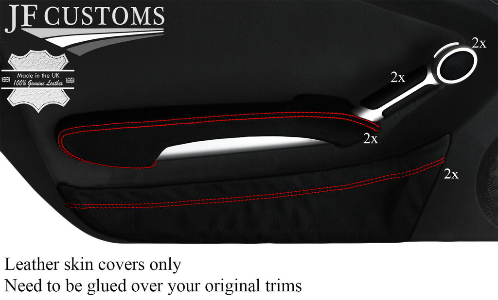 RED STITCH 2X DOOR CARD KIT LEATHER COVERS FOR MERCEDES SLK R171 04-11 STYLE2