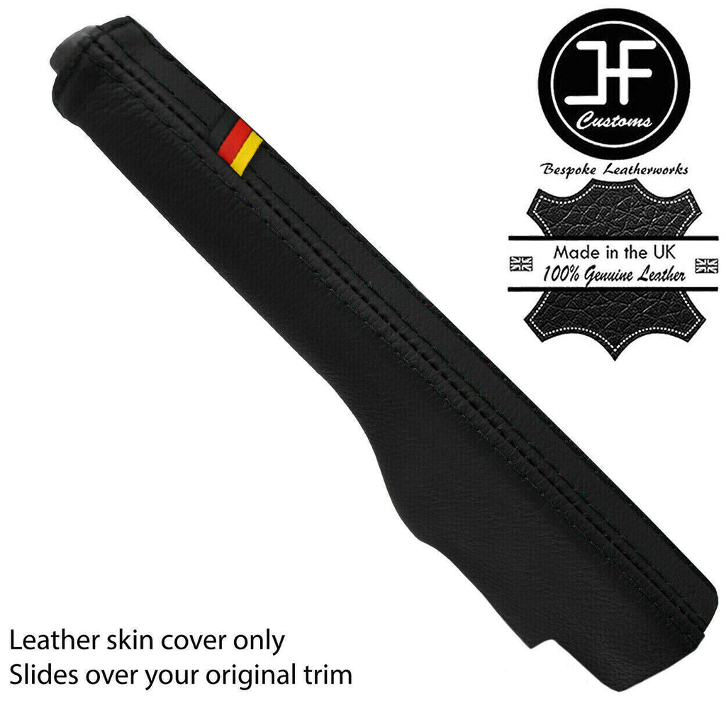 BLACK STITCH GERMAN FLAG LEATHER HANDBRAKE GAITER COVER FITS VW EOS 2006-2015