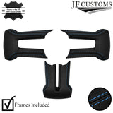 L BLUE STITCH LEATHER COVERED STEERING WHEEL TRIMS+FRAMES FOR FORD MUSTANG 10-14