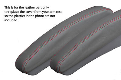 RED STITCH 2X GREY ARMREST SKIN COVERS FITS MERCEDES V CLASS VITO W638 96-03