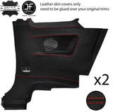 RED STITCH 2X REAR FULL DOOR CARD TRIM LEATHER COVERS FITS FIAT 500 07-15
