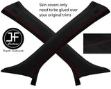 RED STITCH 2X  A POST PILLAR  LUXE SUEDE COVERS FITS AUDI Q5 2008-2015