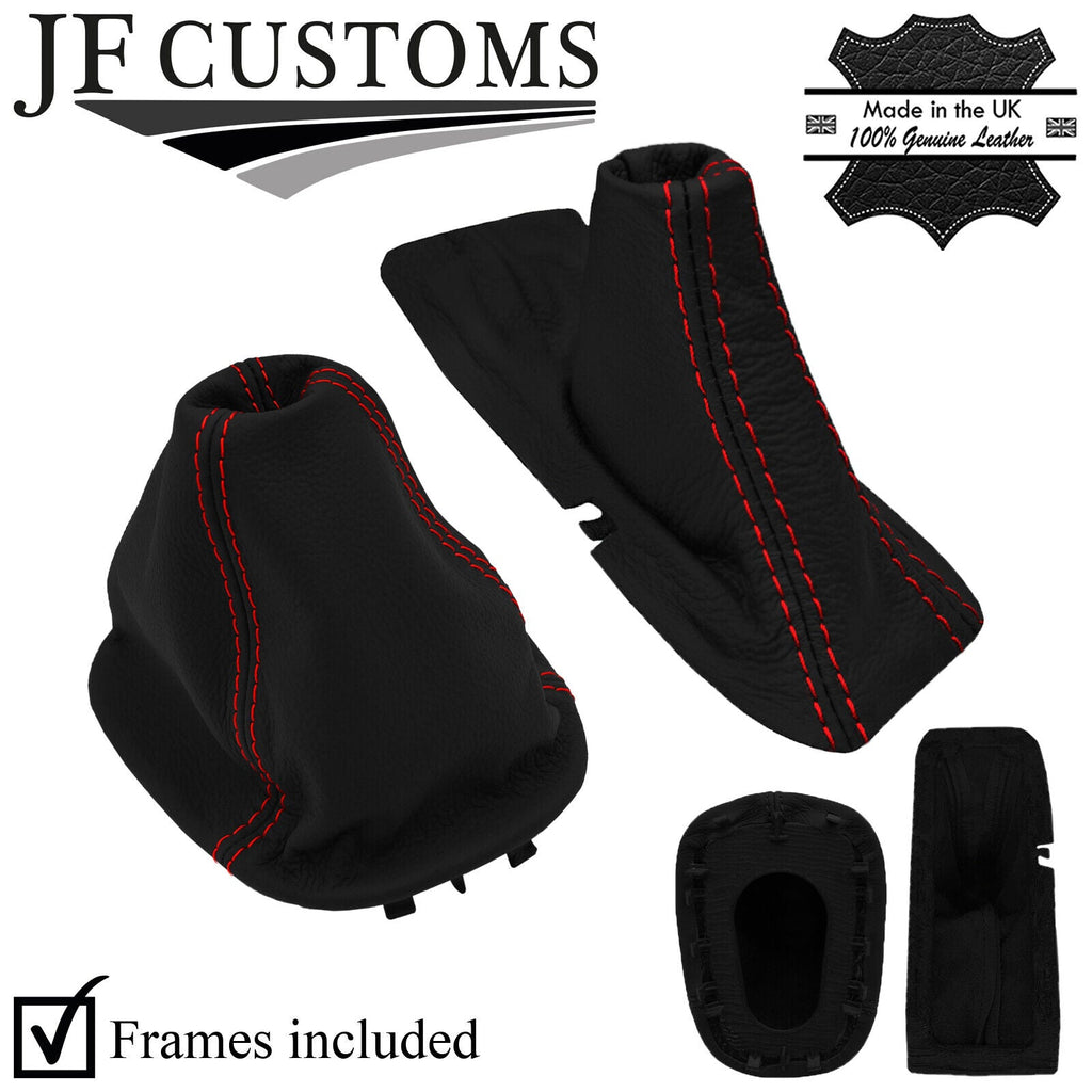 RED STITCH LEATHER GEAR HANDBRAKE SET+PLASTIC FRAMES FOR VOLVO S70 V70 96-00