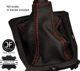 RED STITCHING MANUAL LEATHER GEAR GAITER FITS SUZUKI SX4 S-CROSS 2013-2017
