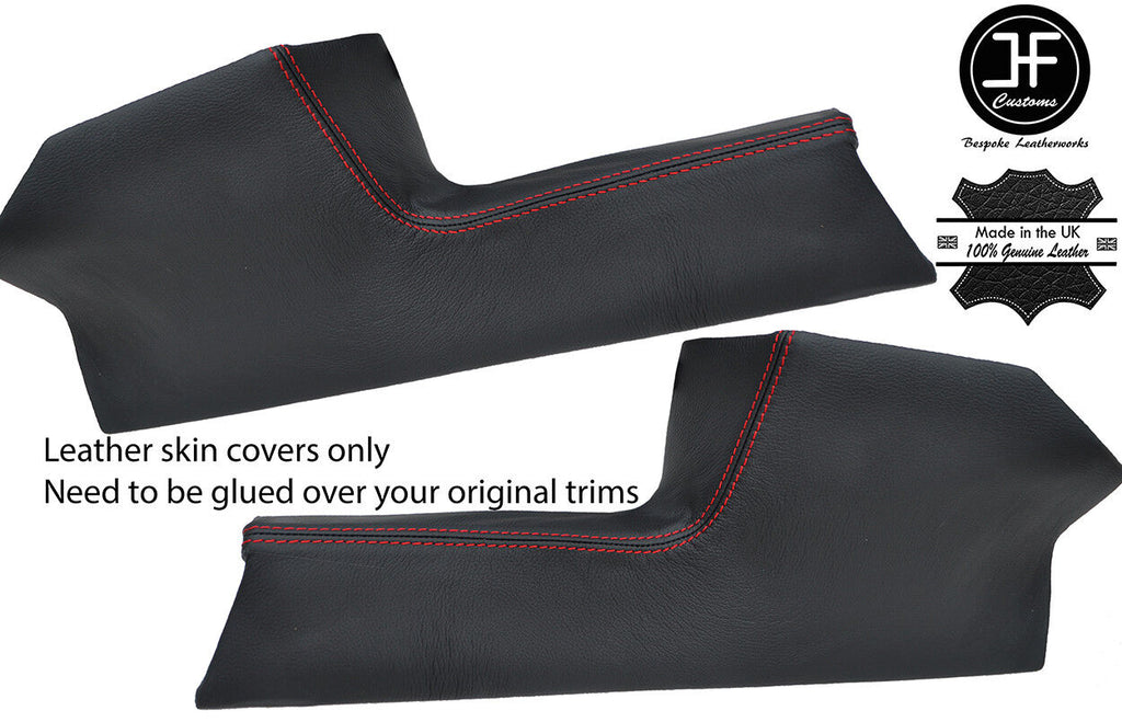 RED STITCH 2X KNEE PAD REAL LEATHER COVERS FITS LOTUS ELITE ECLAT 1975-1982