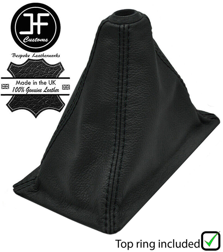 BLACK STITCH LEATHER GEAR GAITER WITH TOP RING FOR HONDA INTEGRA 94-01