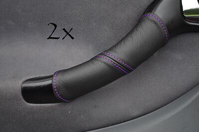 FITS SEAT LEON TOLEDO 99-05  2X FRONT DOOR HANDLE LEATHER COVERS purple stitch