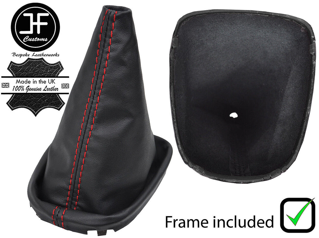 RED STITCH LEATHER GEAR GAITER WITH PLASTIC FRAME FOR TOYOTA AYGO 2005-2013