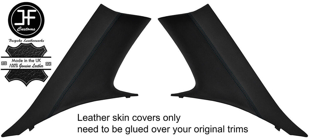 BLACK STITCH 2X REAR C PILLAR LEATHER COVERS FOR BMW 6 SERIES E63 COUPE 04-10