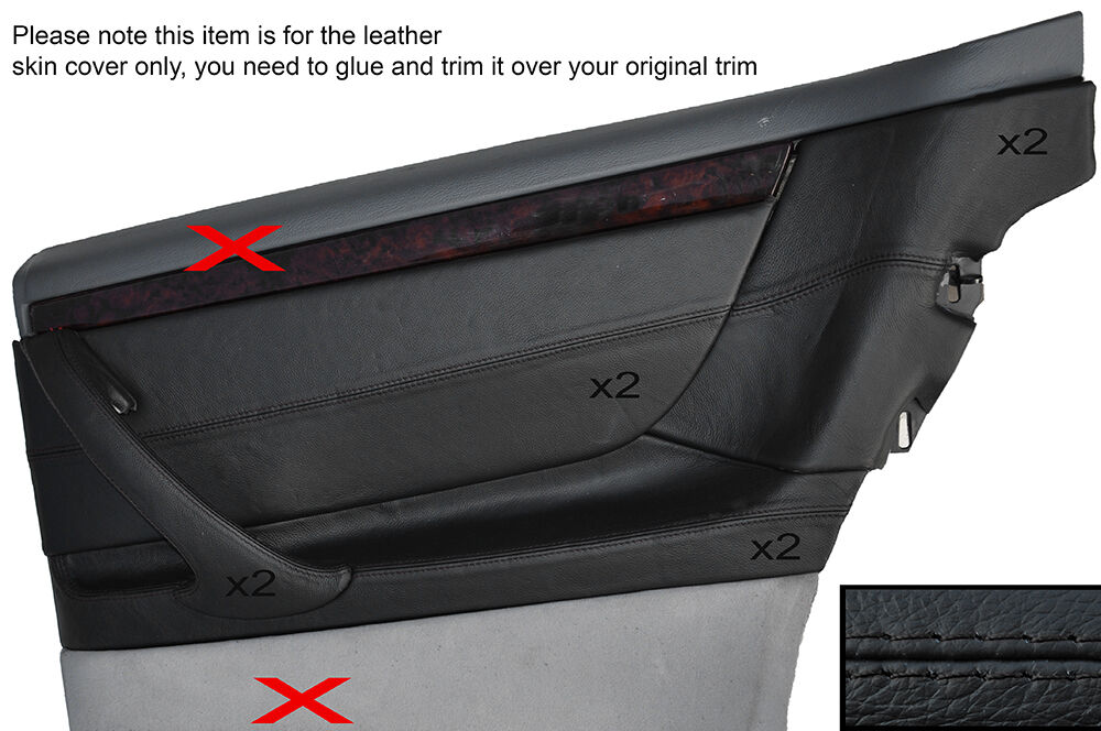 BLACK STITCH REAR DOOR CARD LEATHER KIT COVERS FITS MERCEDES CL500 W215 99-05