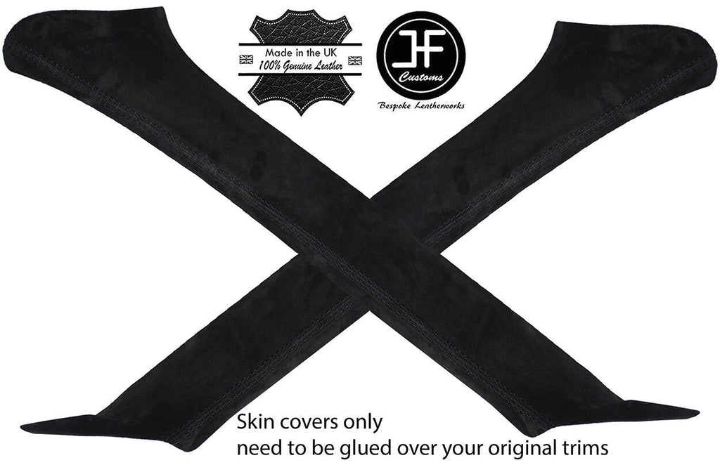 BLACK STITCHING 2X A PILLAR REAL SUEDE COVERS FITS SUBARU FORESTER 2002-2008