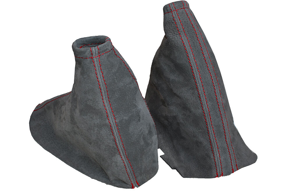 RED STITCH GRAPHITE PU SUEDE GAITER SET FITS VAUXHALL OPEL CORSA C MKII