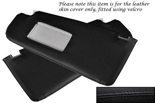 BLACK STITCHING FITS VW POLO MK4 2000-2002 2X SUN VISORS LEATHER COVERS ONLY