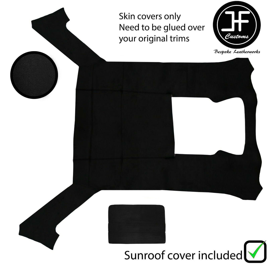 BLACK STITCH LUXE SUEDE HEADLINER SUN ROOF COVER FOR BMW E30 81-92 SALOON