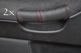 FITS  BMW E36 1991-1998 2X DOOR HANDLE COVERS BLACK LEATHER red stitching