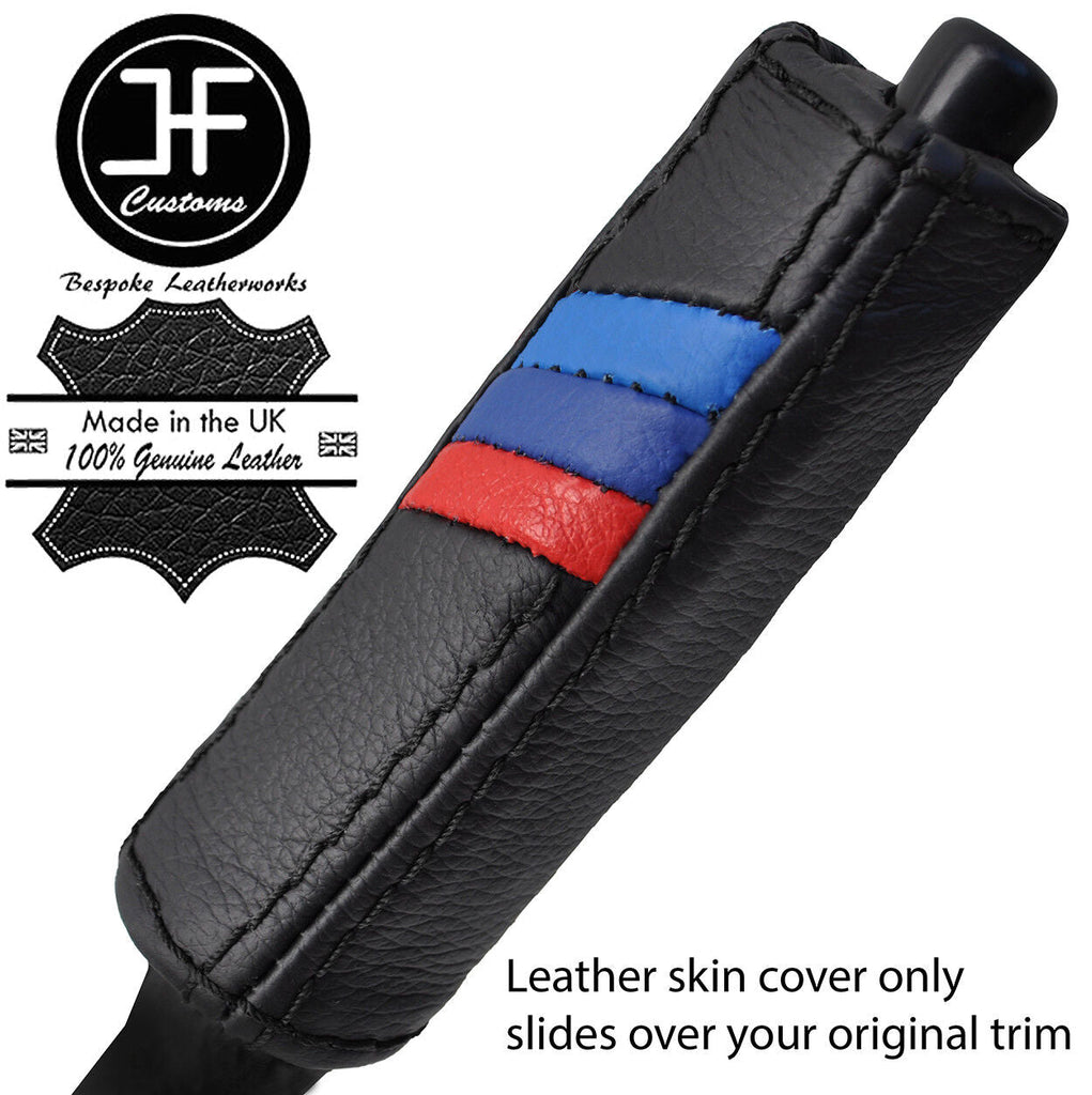BLACK STITCH TRI STRIPE HANDBRAKE HANDLE LEATHER COVER FITS BMW Z3 1995-2004
