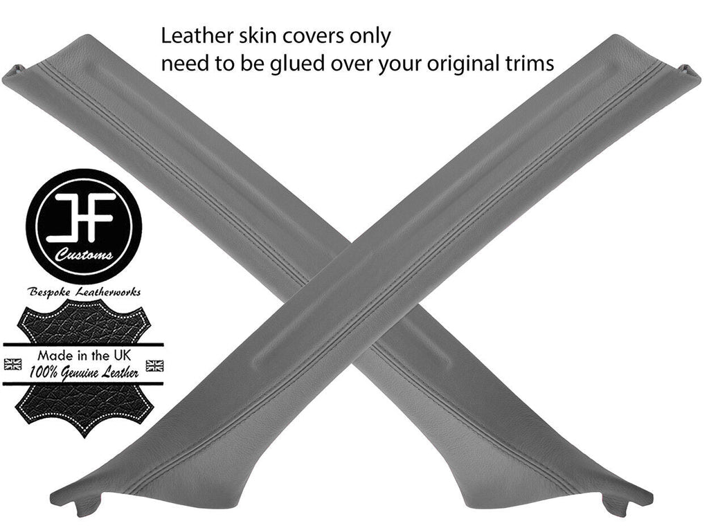 GREY REAL LEATHER 2X A PILLAR COVERS FOR BMW 3 SERIES E46 COUPE 98-05 STYLE 2