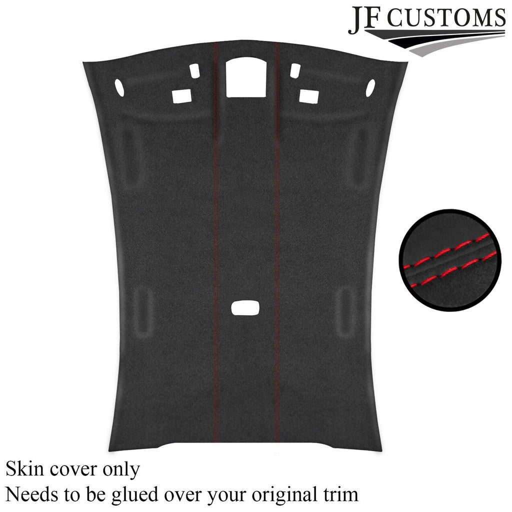 RED STITCH D GREY LUXE SUEDE HEADLINER COVER FITS FORD FIESTA MK2 83-89 3DR