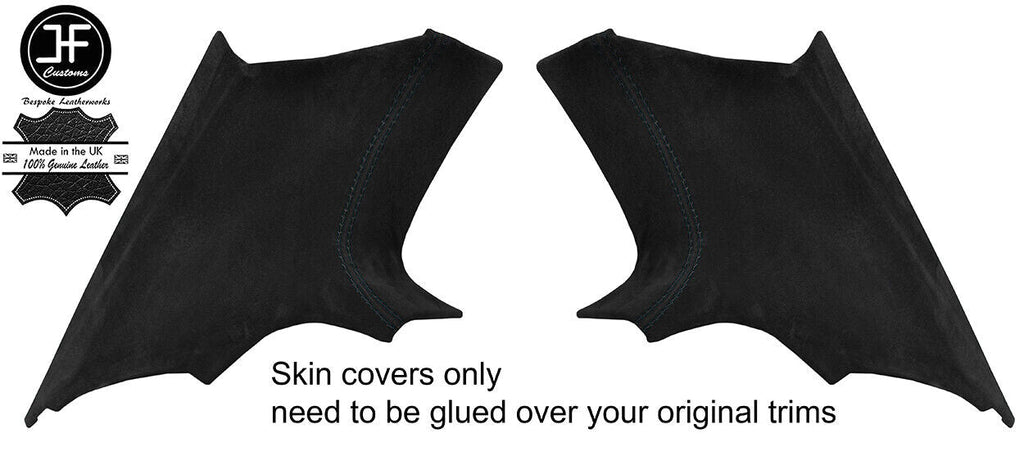 BLACK STITCH 2X REAR C  PILLAR SUEDE COVERS FITS BMW 3 SERIES E92 COUPE 06-13