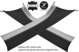 BLACK & WHITE REAL LEATHER 2X A PILLAR COVERS FOR VW T5 TRANSPORTER CARAVELLE
