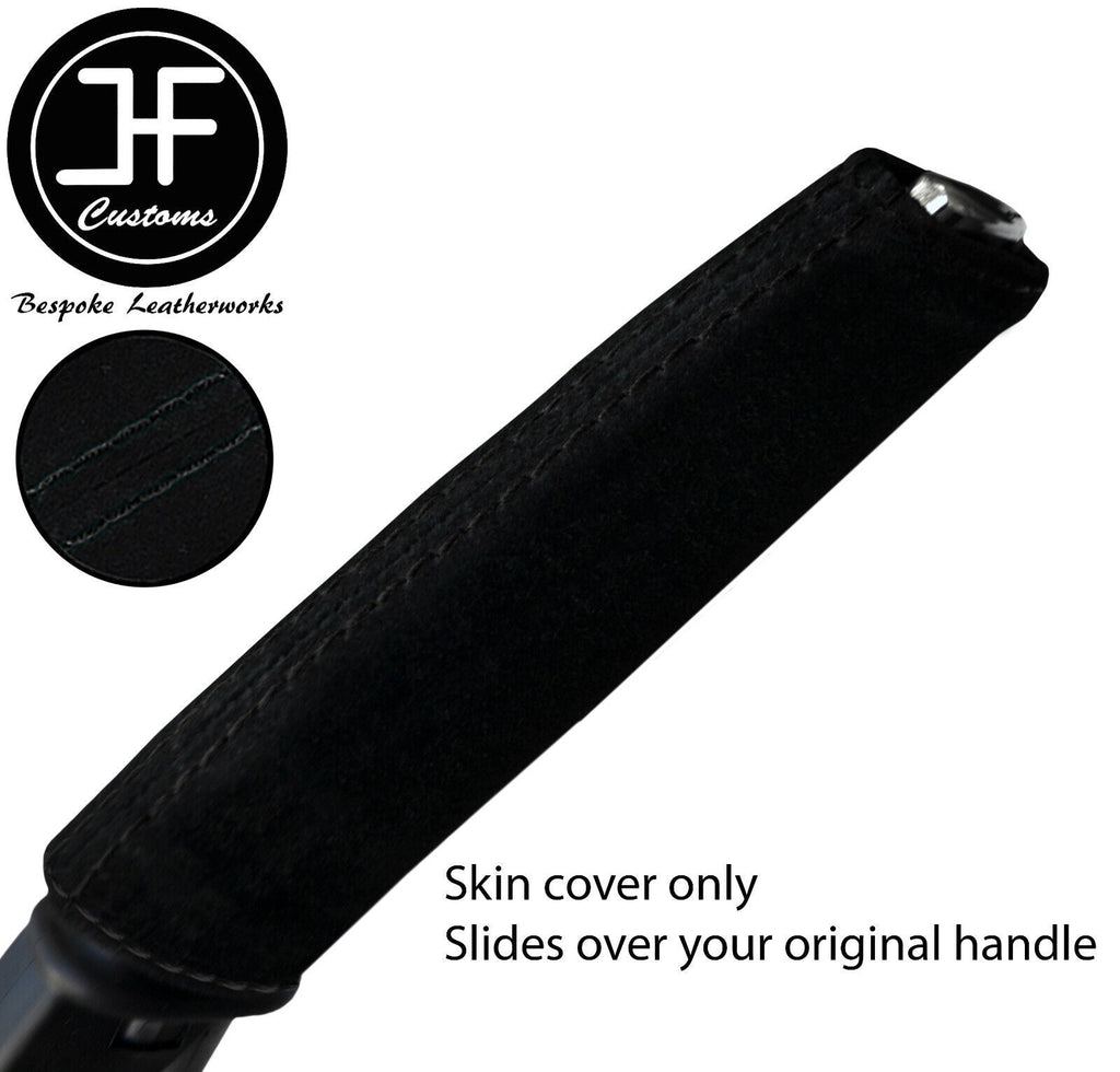 BLACK STITCH SUEDE HANDBRAKE HANDLE COVER FOR PEUGEOT 607 2000-2008 CUSTOM NEW
