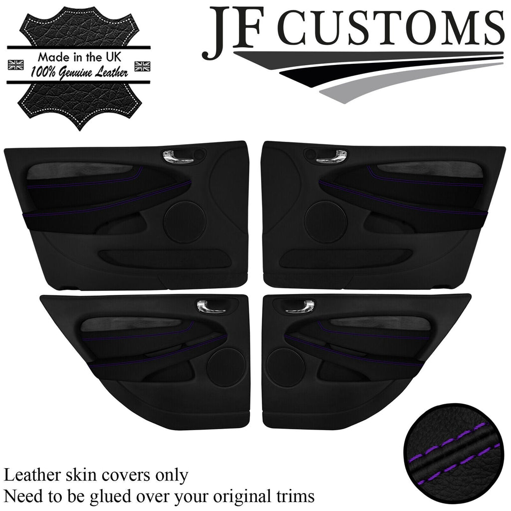 PURPLE STITCH LEATHER 4X DOOR TRIM ARMREST COVERS FOR JAGUAR X-TYPE 01-09 JF2