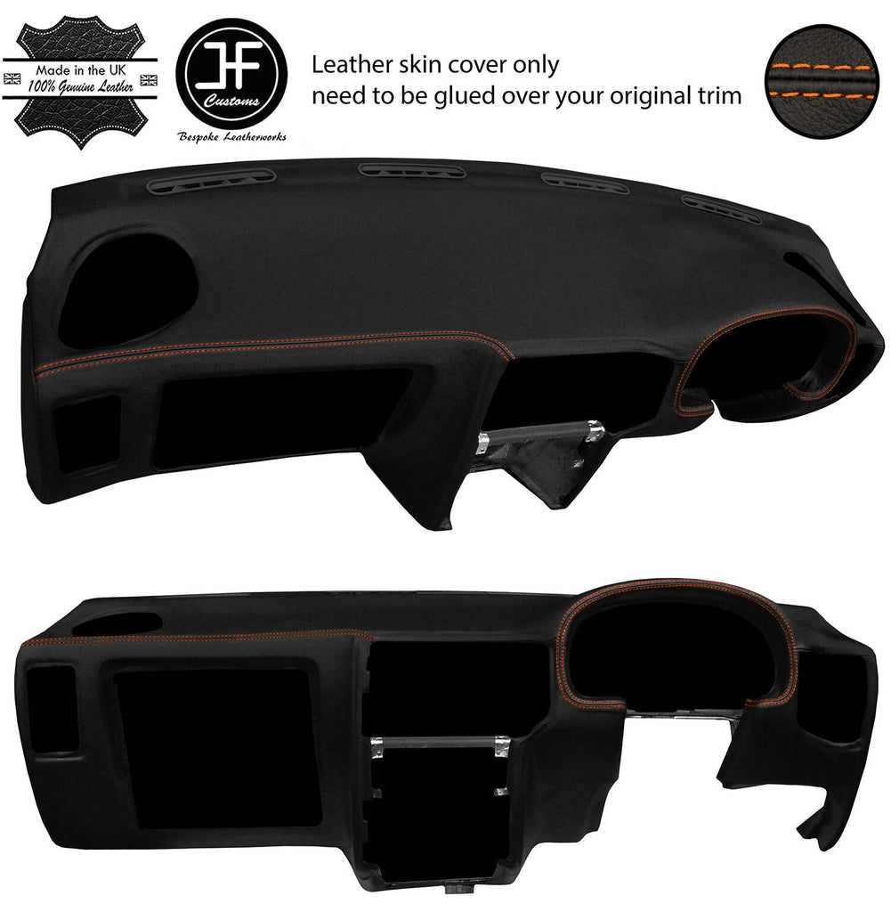 ORANGE STITCH DASH DASHBOARD REAL LEATHER COVER FITS VW CADDY VAN MK2 1995-2003