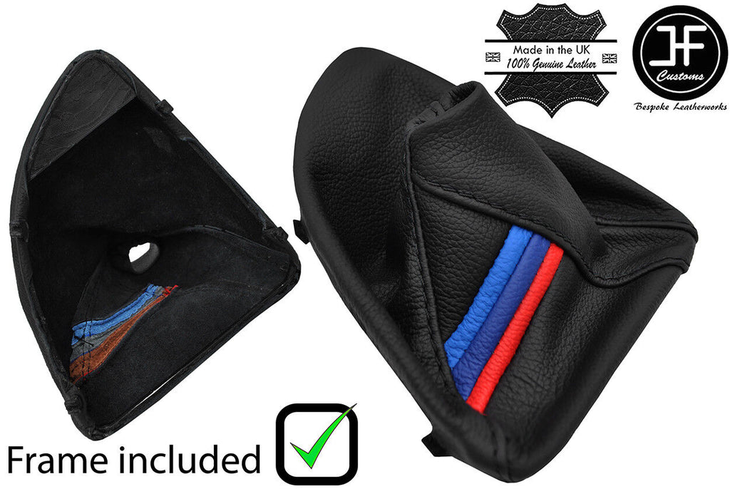 BLACK STITCH TRI STRIPE LEATHER GEAR PLASTIC FRAME FOR BMW E81 E82 E87 E88 05-12