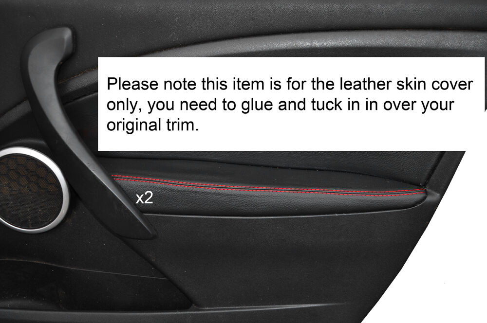 RED STITCH 2X FRONT DOOR ARMREST SKIN COVER FITS RENAULT MEGANE MK3 08-13 5DR