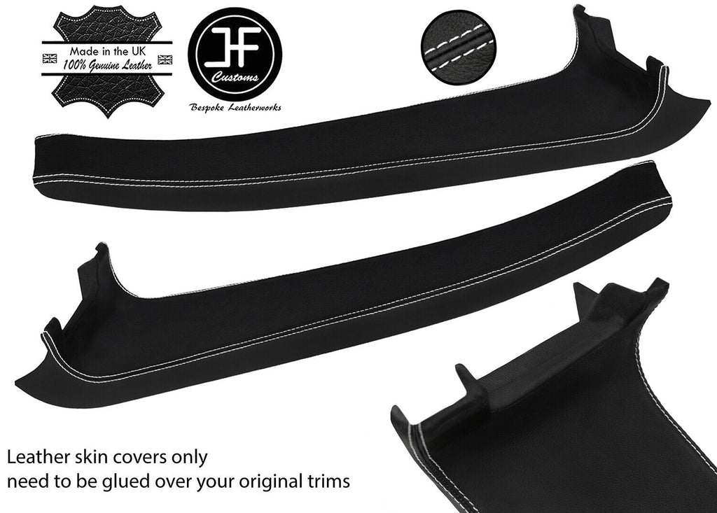 WHITE STITCH 2X DOOR SILL TRIM TOP GRAIN LEATHER COVER FOR LOTUS ELISE S2 07-11