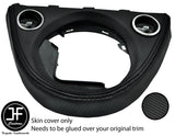 BLACK STITCH MANUAL GEAR SURROUND CARBON VINYL COVER FOR FIAT 500 2016-2019