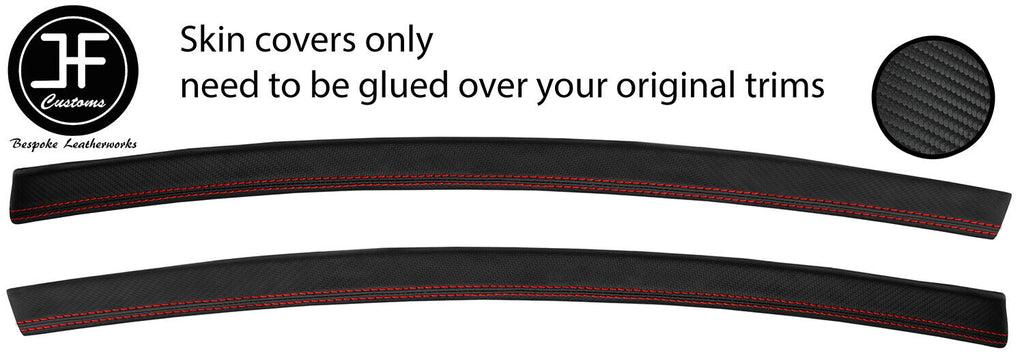 RED STITCH 2X FRONT DOOR TRIM CARBON VINYL COVERS FOR BMW 3 E90 SALOON 06-13