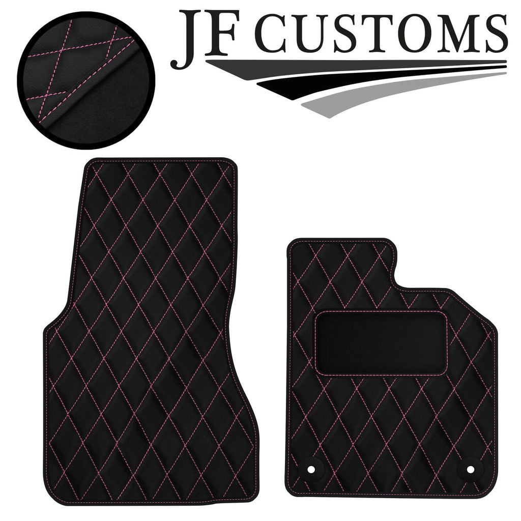 PINK DIAMOND STITCH VINYL 2X TAILORED FLOOR CARPET FOR SMART FORTWO 453 14-21