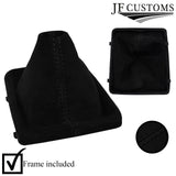 BLACK STITCH MANUAL SUEDE GEAR GAITER COVER+PLASTIC FRAME FOR AUDI Q2 16-22