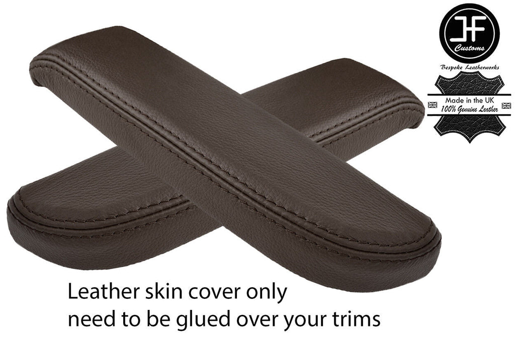 BROWN REAL LEATHER 2X FRONT DOOR ARMREST COVERS FOR TOYOTA LAND CRUISER 90-97