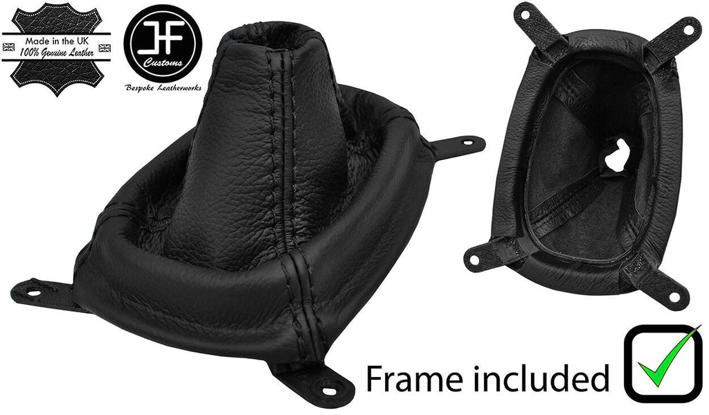 BLACK STITCH LEATHER GEAR GAITER+PLASTIC FRAME FITS MITSUBISHI ECLIPSE 00-05