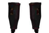 red stitch FITS FORD ESCORT MK1 68-76 2X FRONT SEAT BELT STALK LEATHER COVERS