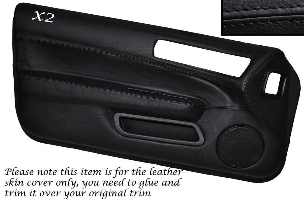 BLACK STITCH 2X FULL DOOR CARD LEATHER SKIN COVER FITS NISSAN 200 SX S14 93-99