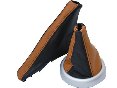 FITS MINI COOPER BMW GEAR HANDBRAKE GAITER TAN & BLACK CUSTOM NEW MADE IN UK